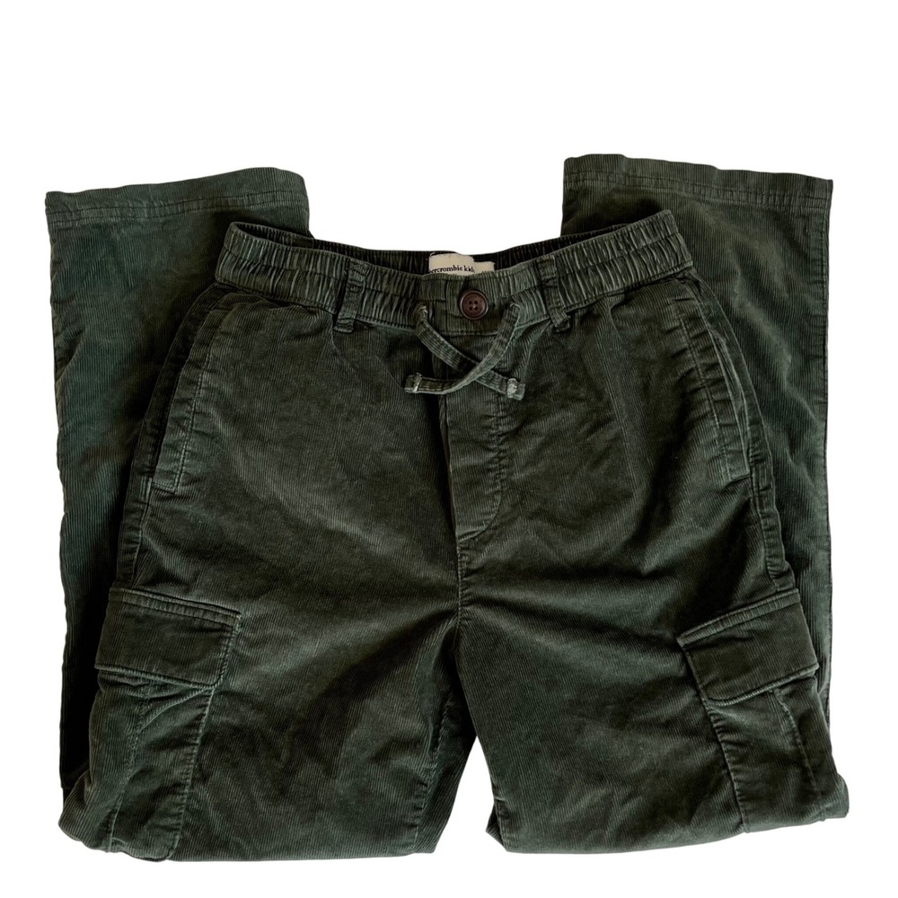 Abercrombie Kids Baggy Corduroy Cargo Pants Olive Green Size 11/12 Preppy‎